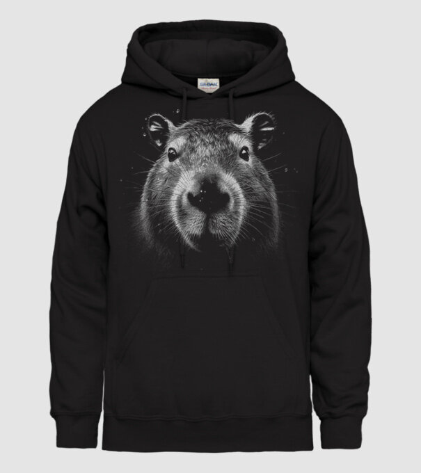 Capybara fej minta fekete pólón