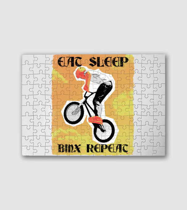 Eat Sleep BMX Repeat minta fehér pólón