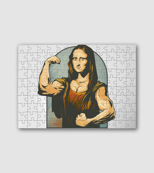 Kigyúrt Mona Lisa minta fehér pólón
