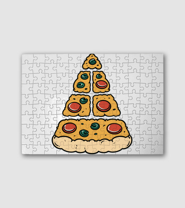 Pizza piramis minta fehér pólón