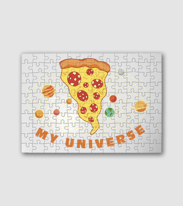 Pizza univerzum minta fehér pólón