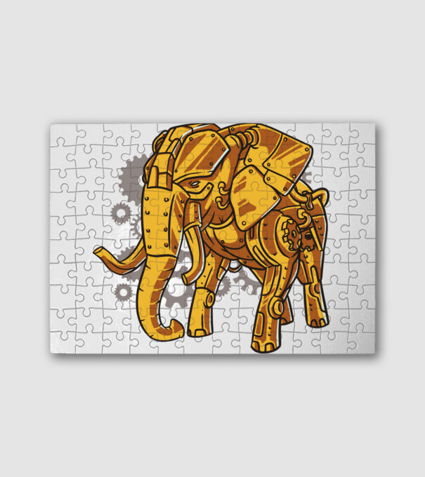 Steampunk elefánt minta fehér pólón