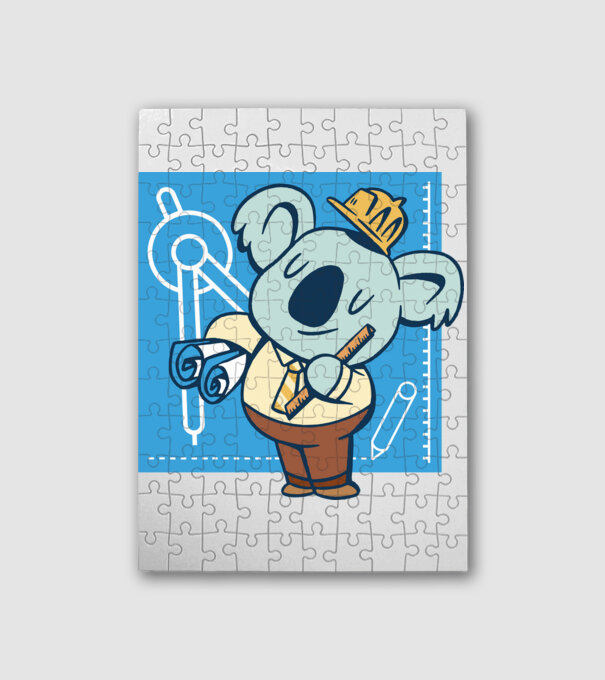 Koala mérnök minta fehér pólón