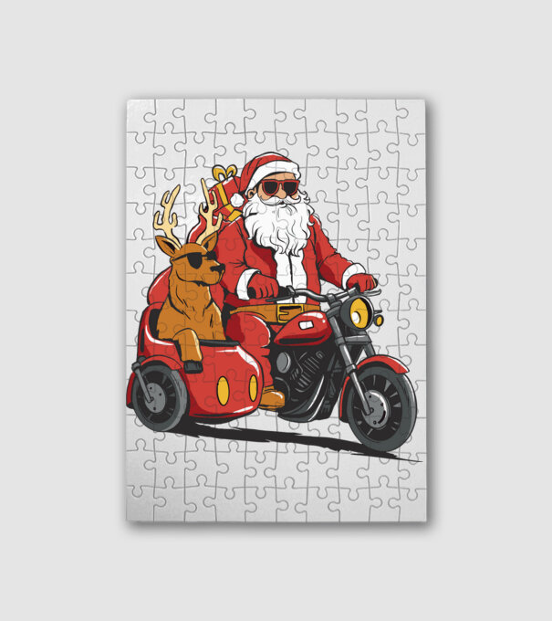 Motoros mikulás minta fehér pólón