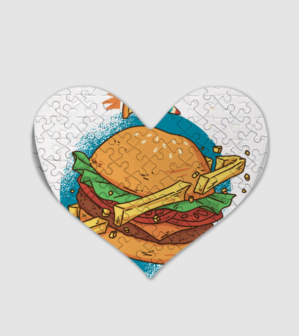 Burger bolygó minta fehér pólón