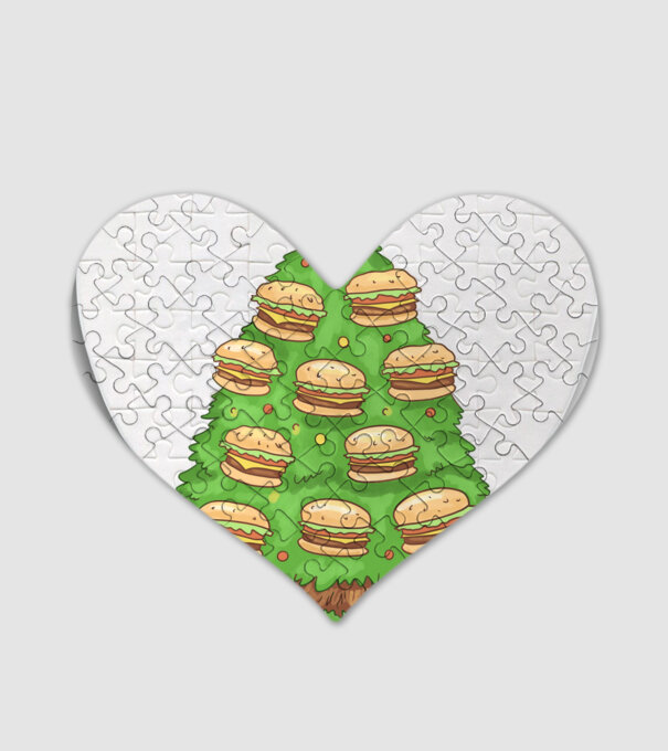 Hamburger karácsonyfa minta fehér pólón