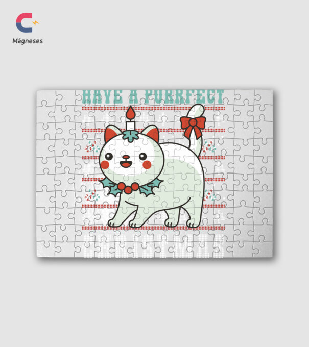 Purrfect Christmas minta fehér pólón