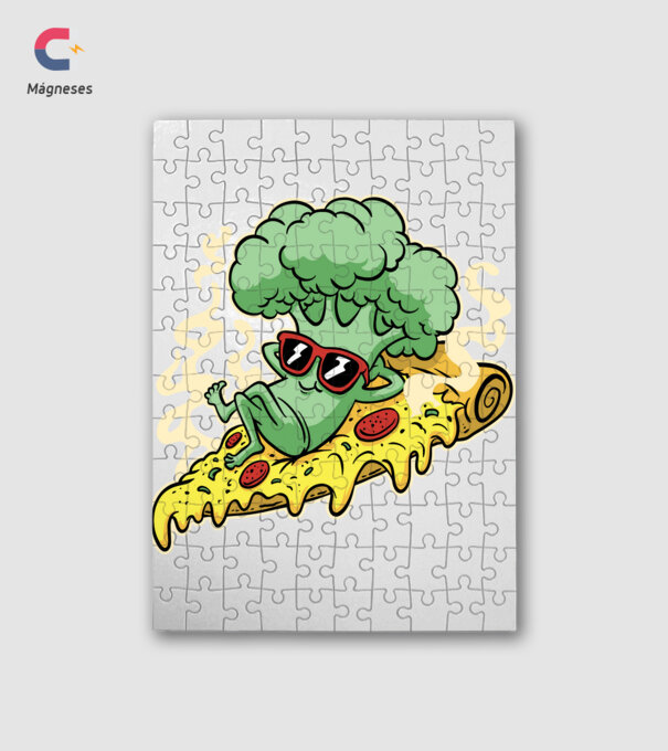Brokkolis pizza minta fehér pólón