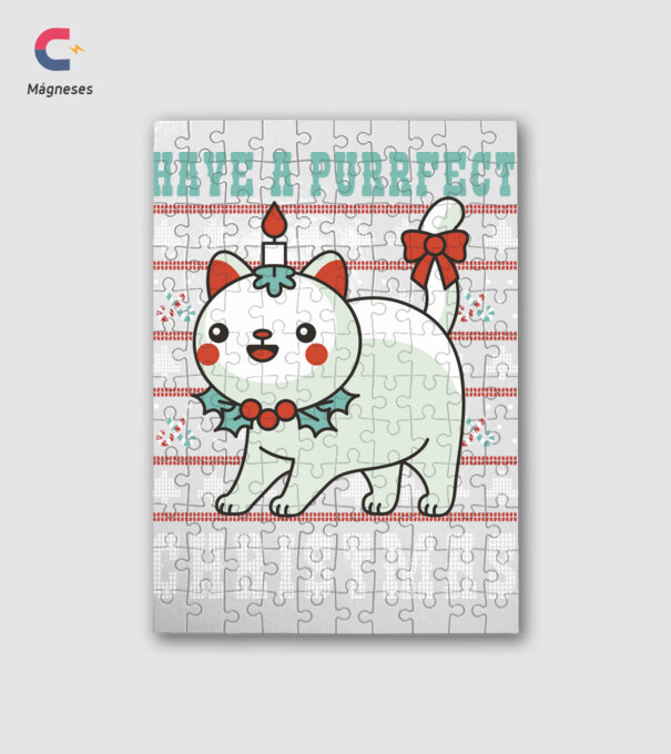 Purrfect Christmas minta fehér pólón