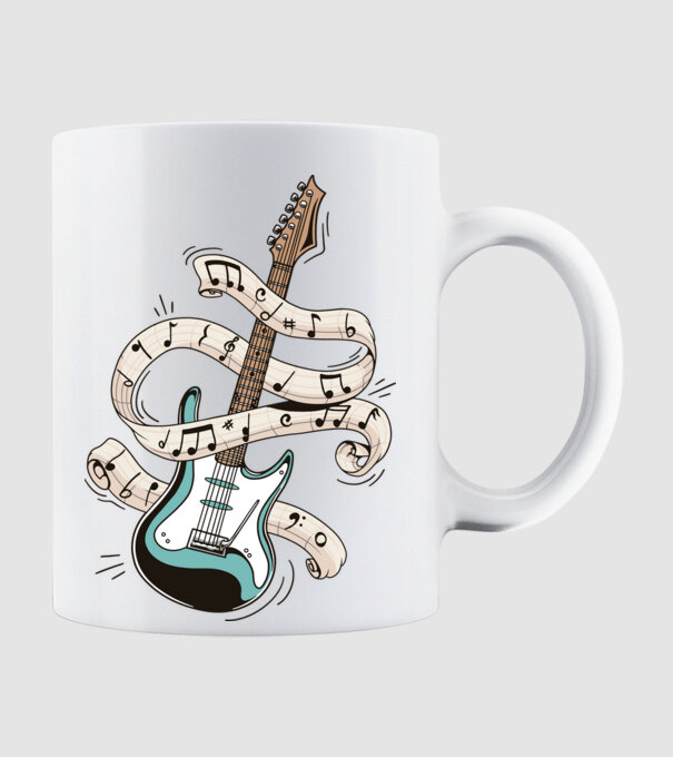 Elektromos gitár minta fehér pólón