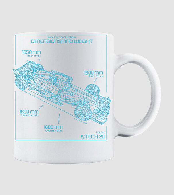 F1 kocsi minta fehér pólón