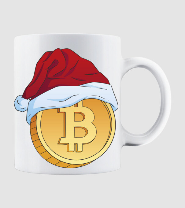 Karácsonyi bitcoin minta fehér pólón