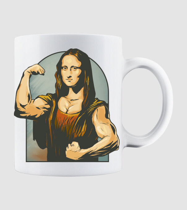 Kigyúrt Mona Lisa minta fehér pólón