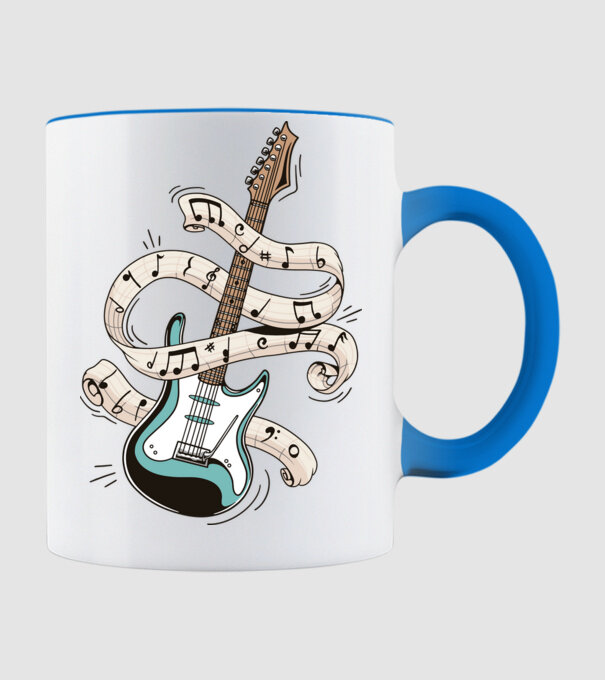 Elektromos gitár minta világoskék pólón