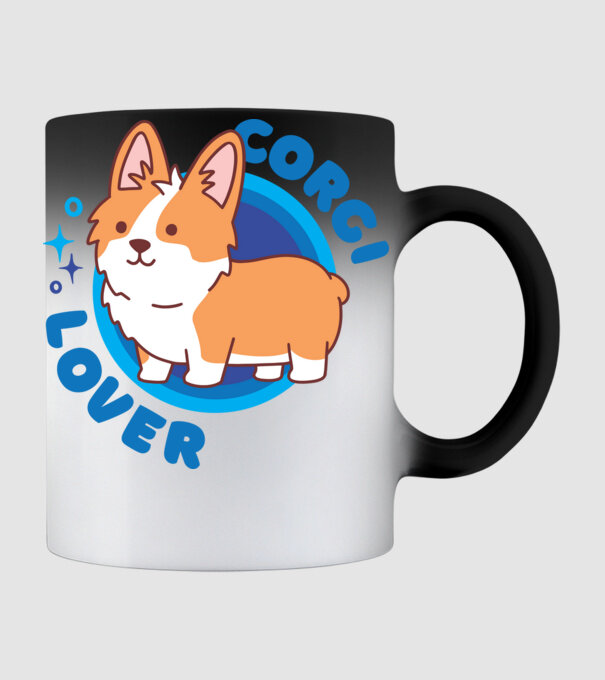 Corgi lover minta fekete pólón