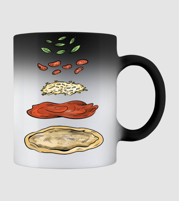 Pizza hozzávalók minta fekete pólón
