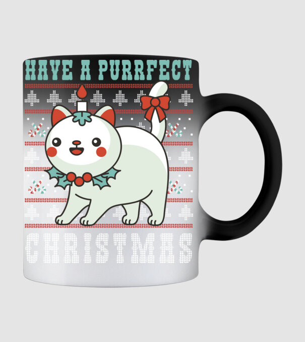 Purrfect Christmas minta fekete pólón