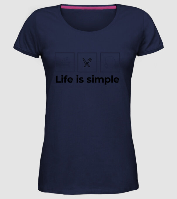 Life is simple minta sötétkék pólón