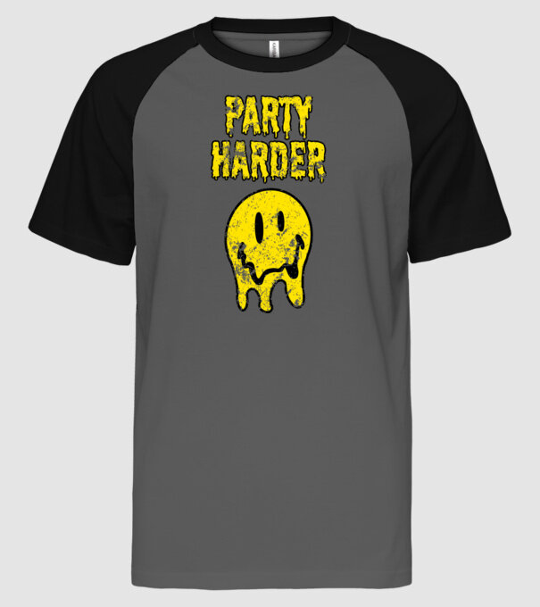 Party Harder v2 minta szürke/fekete pólón