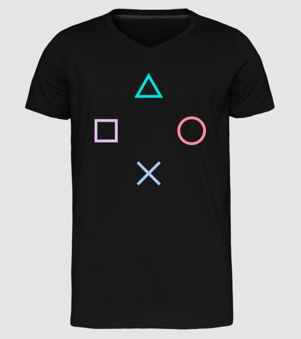 Playstation Symbols V3 minta fekete pólón