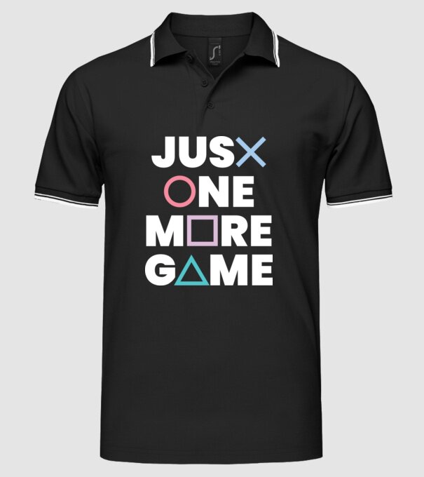 Just One More Game minta fekete pólón