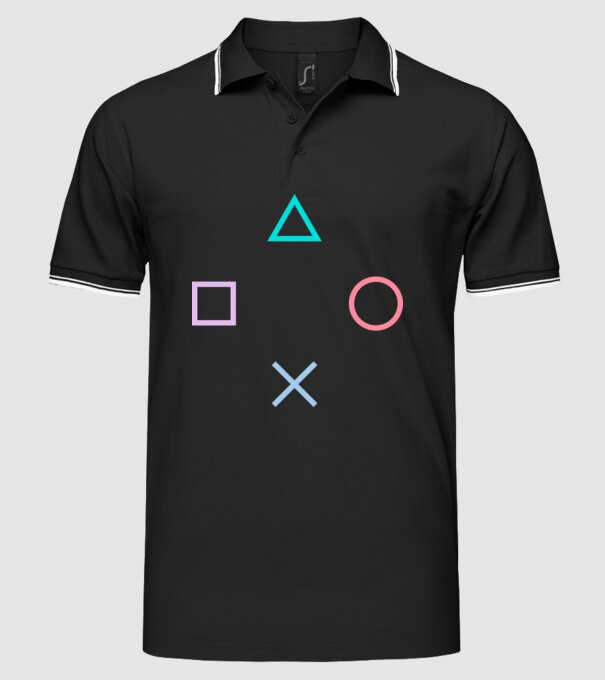 Playstation Symbols V3 minta fekete pólón
