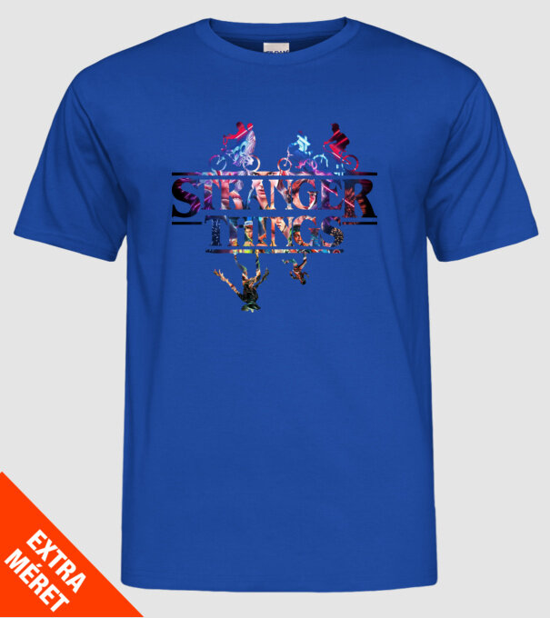 Stranger Things v3 minta királykék pólón