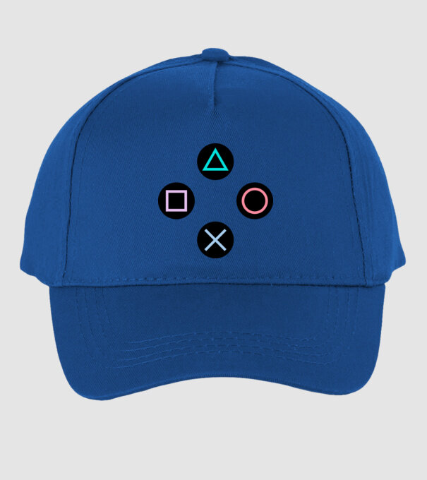 Playstation P minta királykék pólón