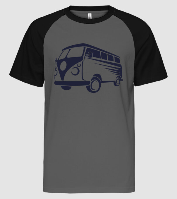 VW Bus minta szürke/fekete pólón
