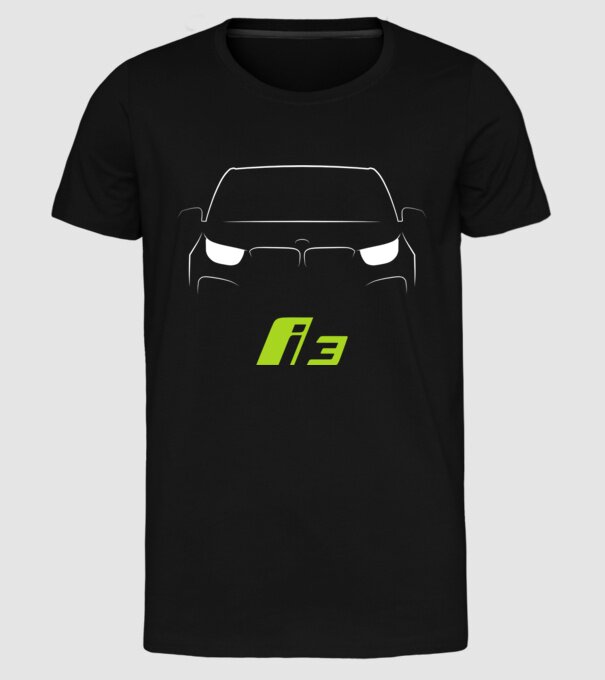 BMW i3 (logóval - közepes) linecar minta fekete pólón