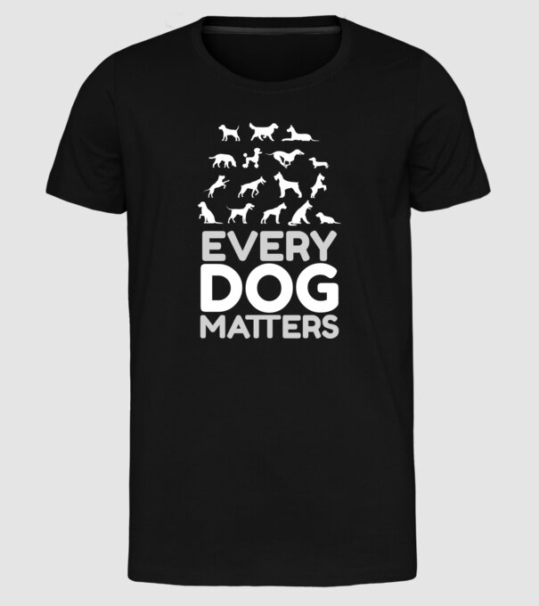MINDEN KUTYA SZÁMÍT - EVERY DOG MATTERS minta fekete pólón