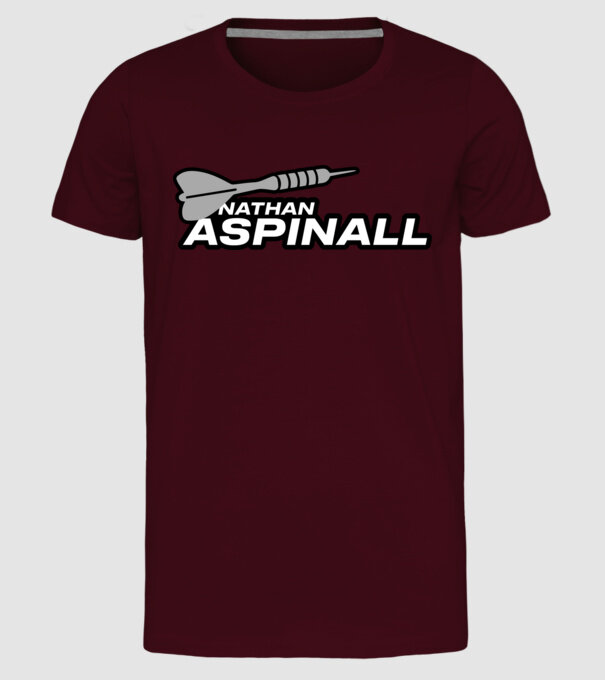 Nathan Aspinall - profi darts játékos minta bordó pólón