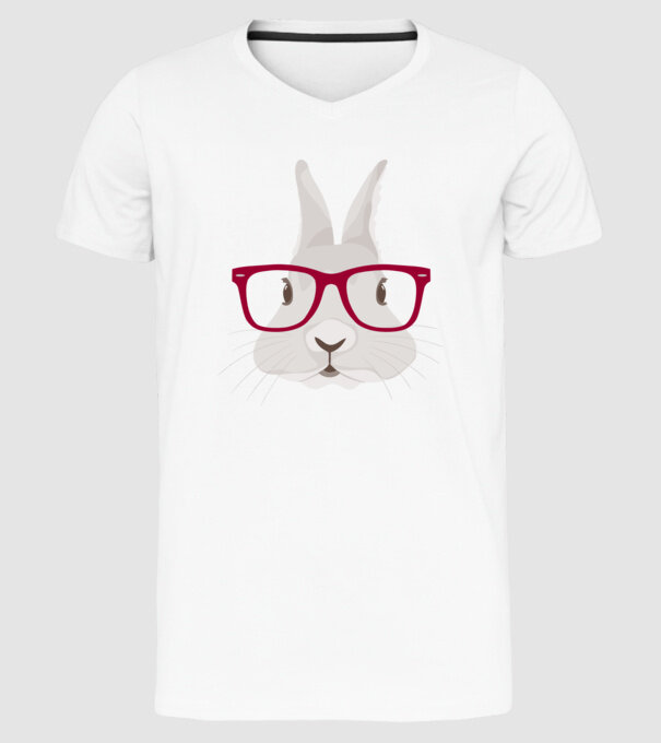 Hipster Rabbit minta fehér pólón