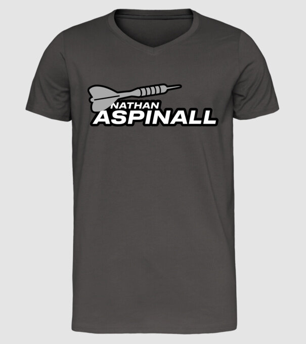 Nathan Aspinall - profi darts játékos minta sötétszürke pólón