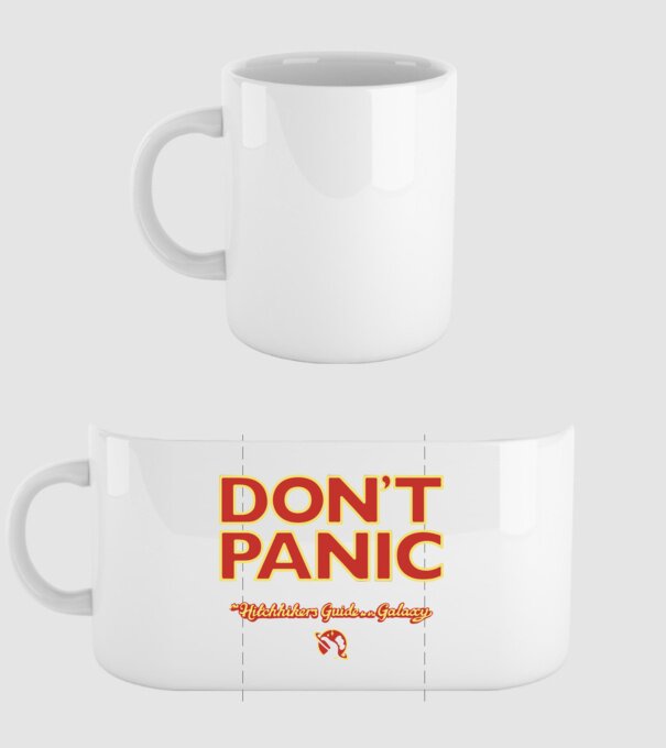 DON'T PANIC - The Hitchhikers Guide to the Galaxy minta fehér pólón