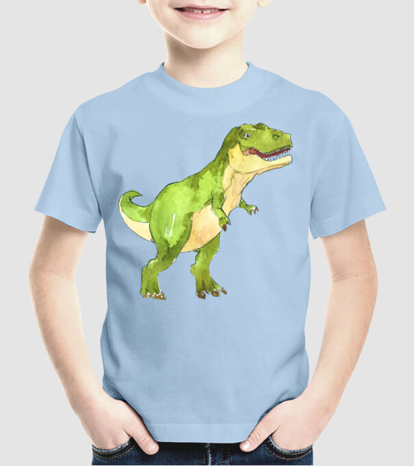 T-Rex (vízfesték) minta világoskék pólón