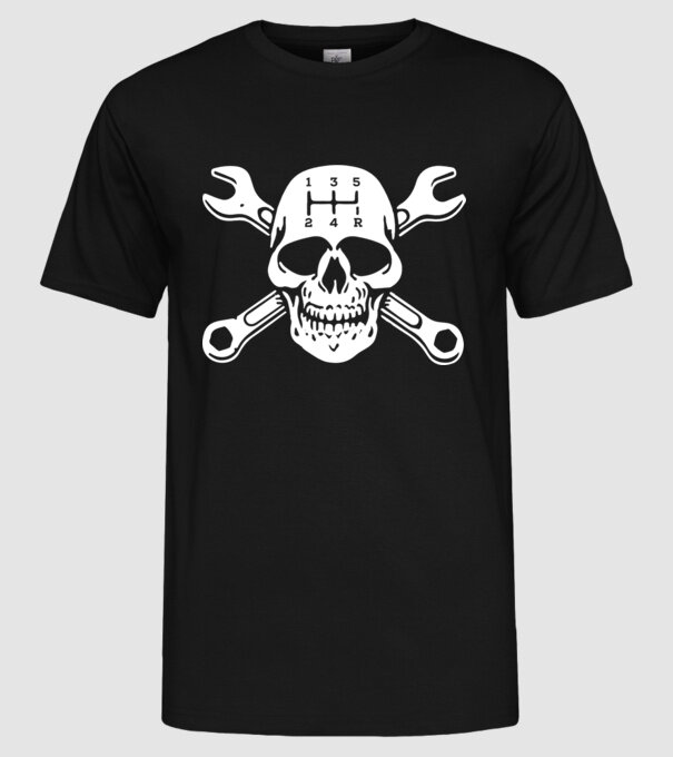 GEAR SKULL minta fekete pólón
