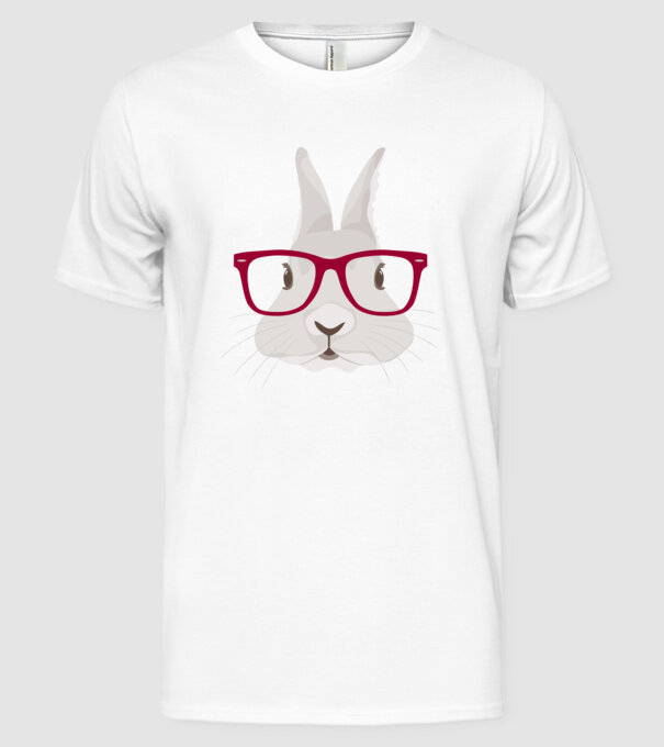 Hipster Rabbit minta fehér pólón