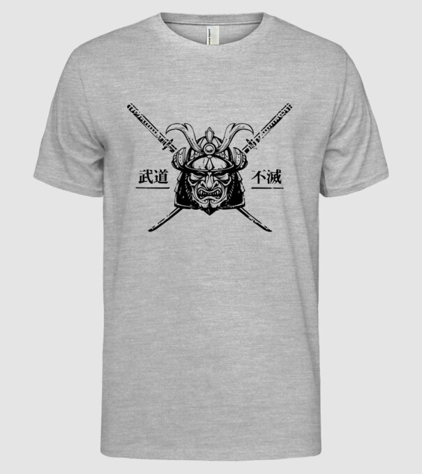japanese samurai minta szürke pólón