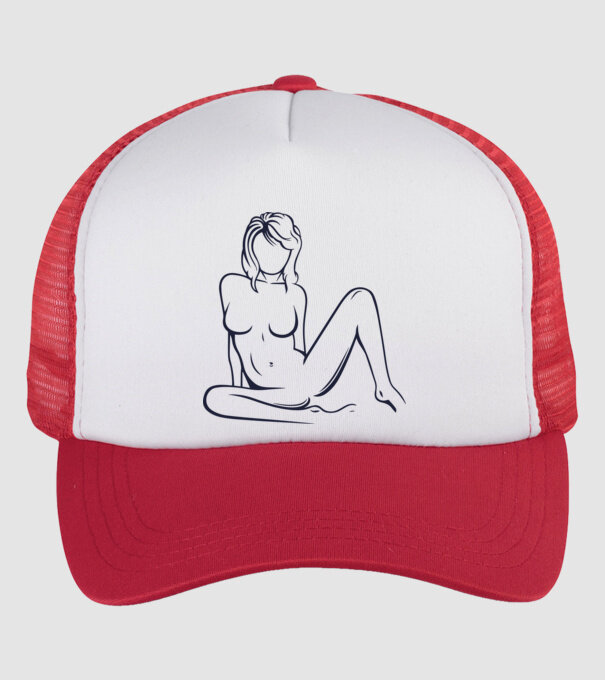 sexy női alak minta fehér/piros pólón