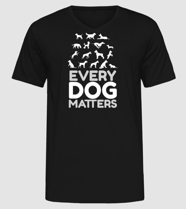 MINDEN KUTYA SZÁMÍT - EVERY DOG MATTERS minta fekete pólón