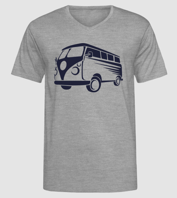 VW Bus minta szürke pólón