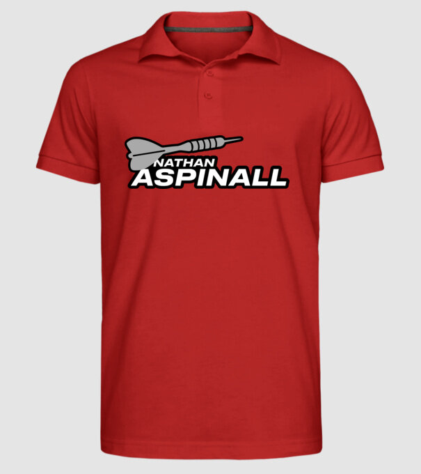 Nathan Aspinall - profi darts játékos minta piros pólón