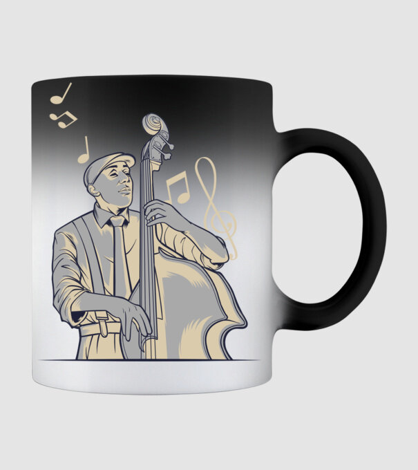 jazz nagybőgős minta fekete pólón