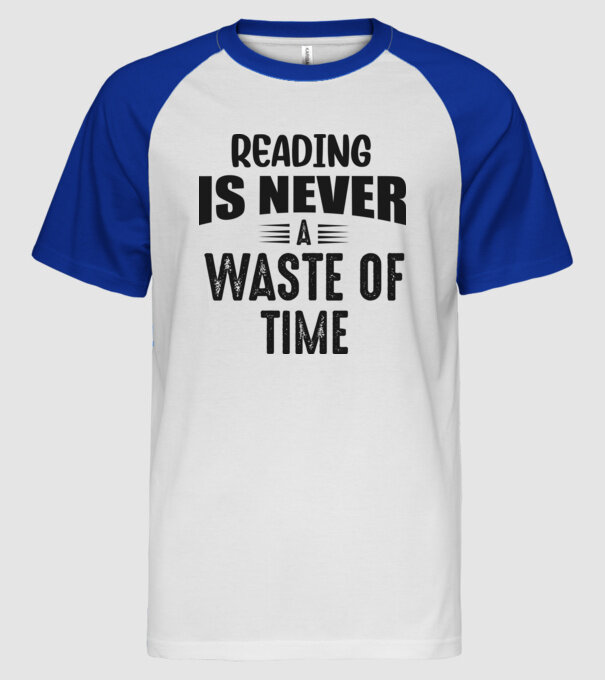 Reading is never a Waste of Time minta fehér/royal pólón