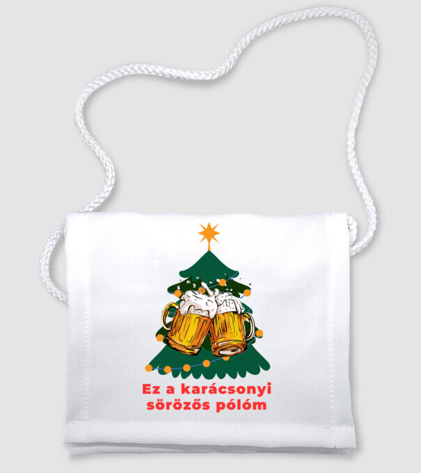 Karácsonyi sörözős minta fehér pólón