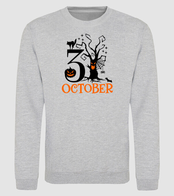 31ST OCTOBER CAT minta szürke pólón