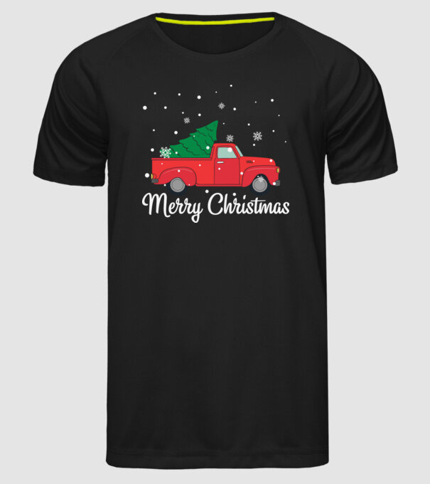 Merry Christmas car minta fekete pólón