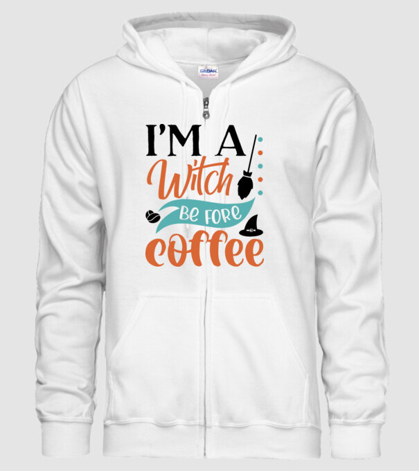 I am a witch before coffee minta fehér pólón