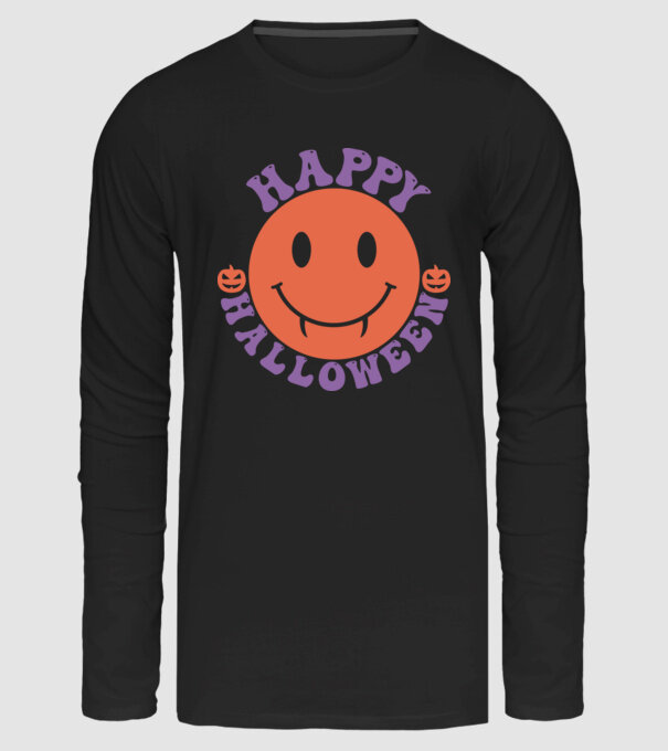 Happy Halloween Smiley minta fekete pólón